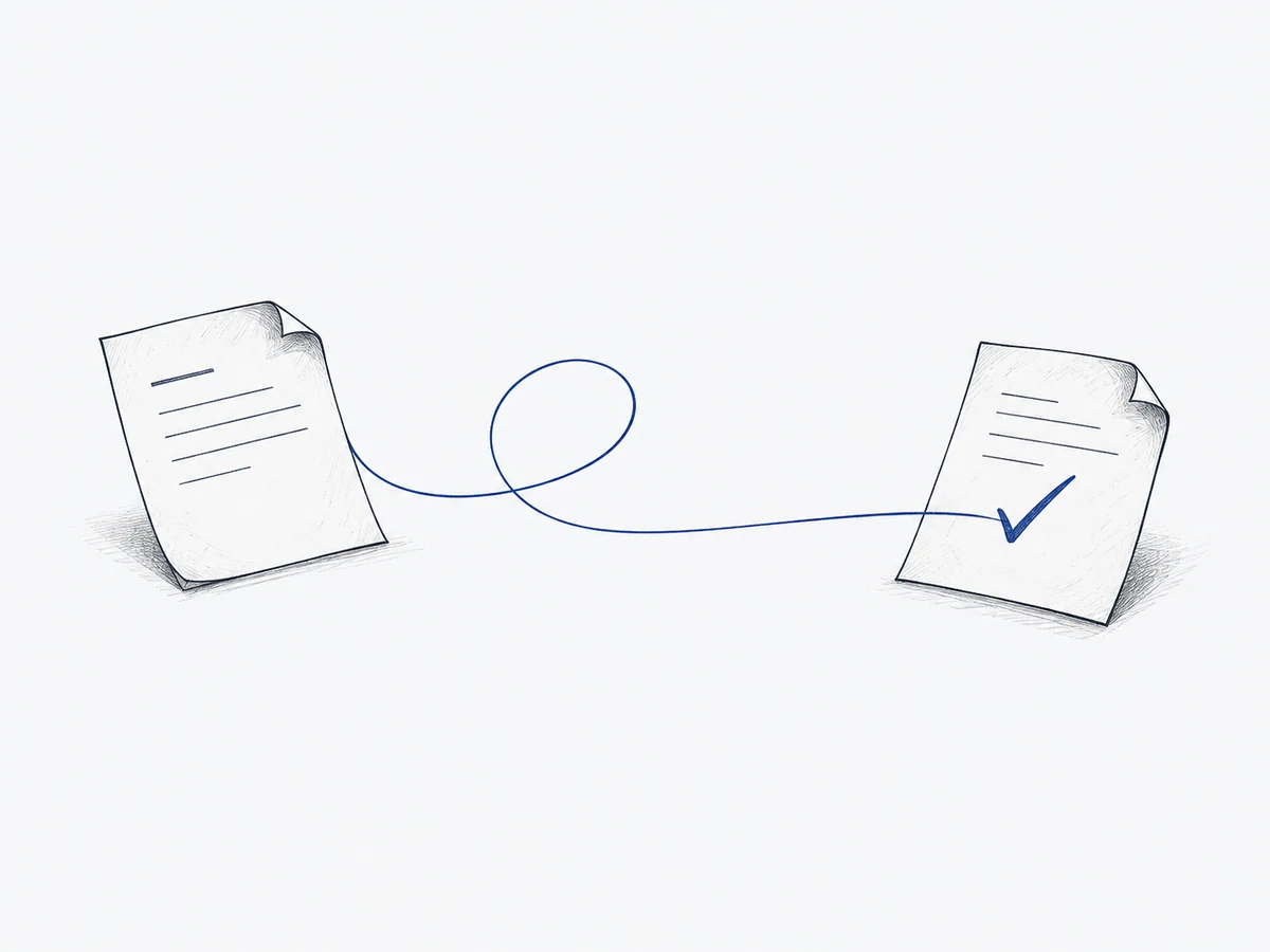 A document review follows a path to a human decision.